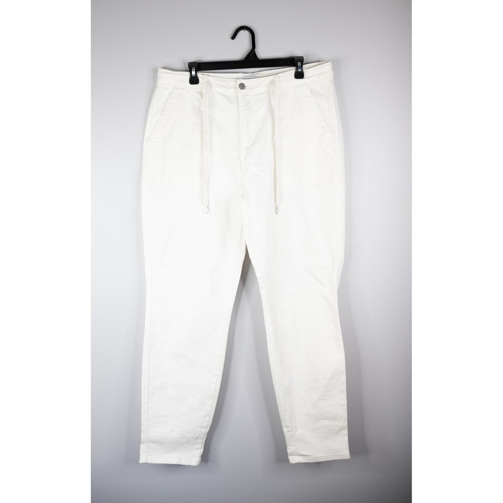 Judy Blue Relaxed Fit Pants Womens 15/32 White Good Drawstring High Rise JB88812